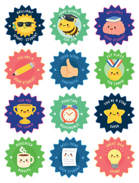 Set of school medals with graphic elements, useful fot school rewards