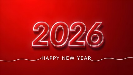 Happy new year 2026 celebration background with red and white color scheme