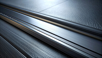 Metallic Precision: A close-up view reveals sleek metallic panels, highlighting the industrial design and textural details of the architectural structure.