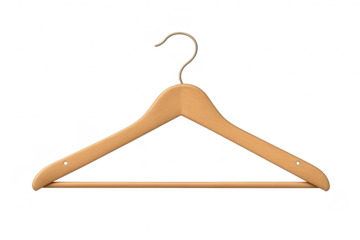 Wooden coat hanger on transparent background for clothes organization