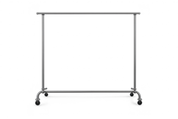 Clothing Rack on transparent background for apparel display, chrome.