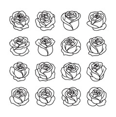 Rose head black line art