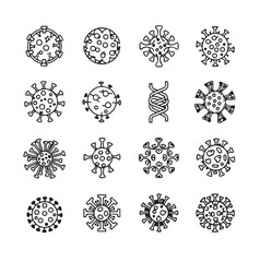 Virus black line art icon