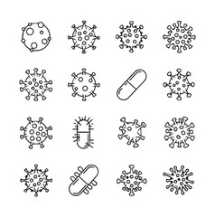 Virus black line art icon