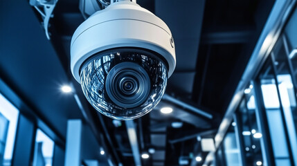 Security professional inspecting modern surveillance equipment in office environment