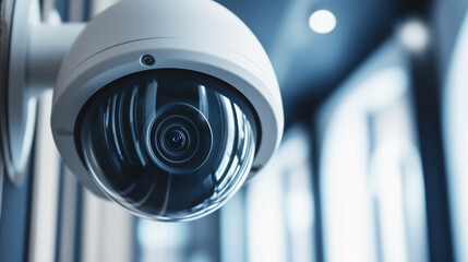 Security professional inspecting modern surveillance equipment in office environment