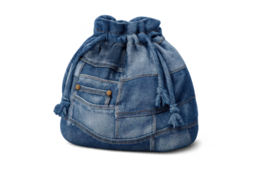 Denim Drawstring Bag with transparent background for crafts & design