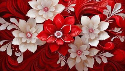 vibrant red and white floral beauty image