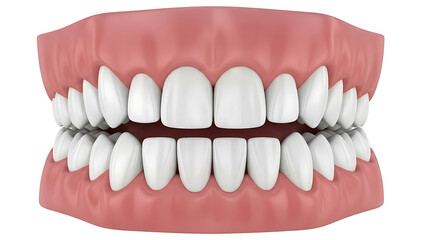 Obraz premium Anatomical human teeth model with healthy pink gums isolated on white background