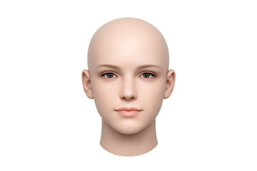 Female mannequin head with a transparent background for your designs.