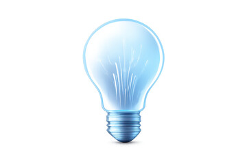 Blue light bulb on a transparent background, clear and bright effect.