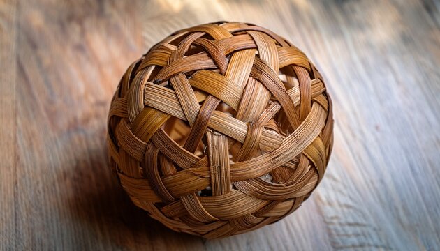 intricate woven rattan ball used in traditional southeast asian sepak takraw