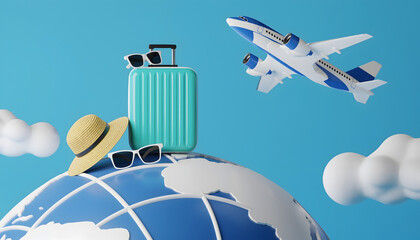 Global Travel Suitcase Airplane Concept