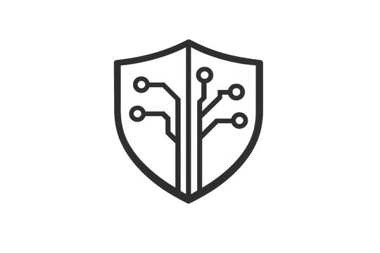 Cybersecurity shield icon on transparent background vector graphic.