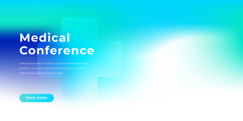 Healthcare gradient background with medical cross shape. Abstract blue and green color gradation texture. Minimal bg for healthcare innovation, research and medical professional presentation design