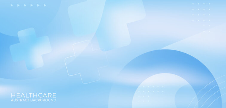 Light blue healthcare gradient background with soft medical cross shapes and circles. Abstract blue color medicine wide banner for innovation, research, hospital and professional presentation design - Powered by Adobe