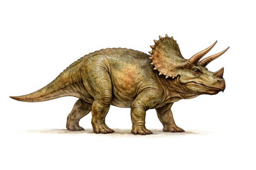 Obraz premium Triceratops dinosaur illustration isolated on white background, prehistoric animal