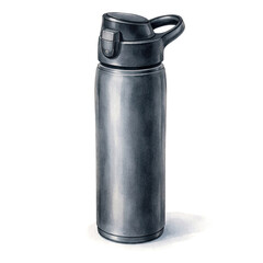 Stainless steel reusable water bottle, eco friendly drink container isolated on white background