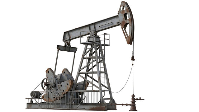 Heavy duty oil pumpjack machine for petroleum extraction, representing vital energy production and industrial technology crucial for global fossil fuel drilling