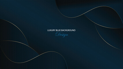 Luxury blue background vector design. Abstract blue background with fold and line decorations. Suit for banner, backdrop, award, certificate and others