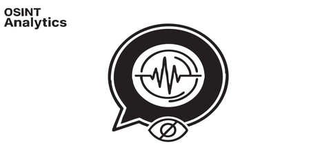 Obraz premium Dialog popup bubble with pulsation wave in circle solid icon, osint analytics concept. Vector graphics. Data sensitivity sign on white background, style icon mobile or web design
