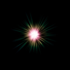 Abstract radiant light burst on black background
