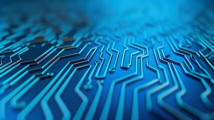 Digital Circuitry: An intricate network of electronic circuits, rendered in a mesmerizing blue hue, symbolizes the complex interconnectivity and technological advancement of the digital age.