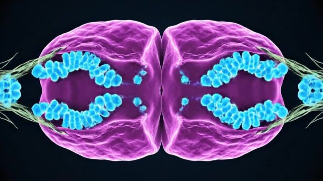 Closeup View of Mitochondria Inside a Cell with Detailed Inner Structure and Cristea Highlighted in Blue