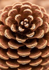 Close-up on a textured pinecone, revealing intricate petal formations