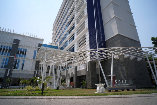 Yogyakarta, Indonesia, Oct 22, 2023. The building complex at the Faculty of Engineering, UGM, is known as the Smart Green Learning Center.