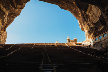 Blue Sky Seen From The Inside Of The Old Cave Church