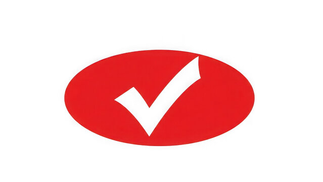 Red checkmark on white background isolated on transparent background