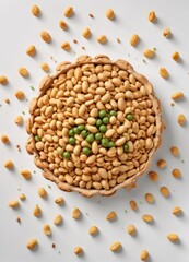 Crunchy Namkeen snack on white background with peanuts and peas ,  savory,  food,  spices