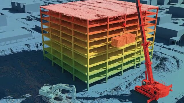 Animated LiDAR Scanning of Construction Machinery with Layered Point Cloud Structures and Realistic Shadows