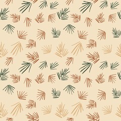 Seamless pattern with abstract palm leaves in earthy tones