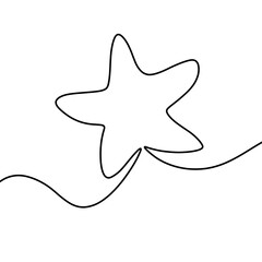 Minimalist single line drawing of a star on white background