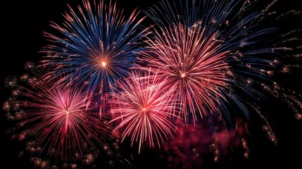 Obraz premium Festive Fireworks Display Exploding in Night Sky, Celebrating Special Occasions and Events