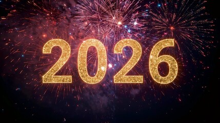 Sparkling 2026 Text with Fireworks, Celebrating the Upcoming New Year and Future Possibilities