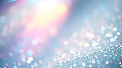 Obraz premium Winter snow Dreamy and ethereal bokeh background, silver white crustal glitter texture
