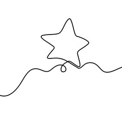 Minimalist one-line drawing of a star on a white background