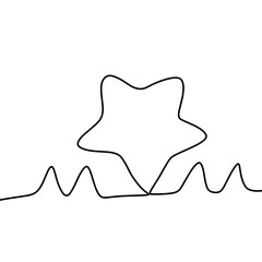 Minimalist continuous line drawing of a star and wave pattern