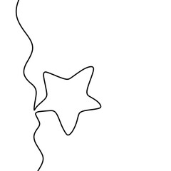 Minimalist single line drawing of a star with wavy line