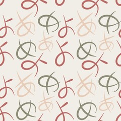 Seamless abstract pattern hirana letter with hand-drawn brushstroke elements