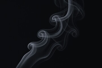 Elegant White Smoke Stream Against Dark Background, Creating Abstract Shapes for Creative Projects
