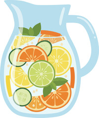 Glass pitcher of refreshing citrus and cucumber infused water.