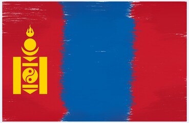 mongolian flag with paint strokes