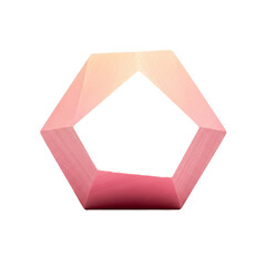 Geometric 3D Shape with Pink and Orange Gradient on White Background