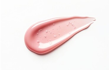 Fototapeta premium Pink gel cosmetic with air bubbles isolated on white background. Skincare serum smear drop, liquid texture sample for beauty and hygiene products.
