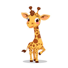 Cute Cartoon Giraffe Illustration - Adorable Baby Animal Character