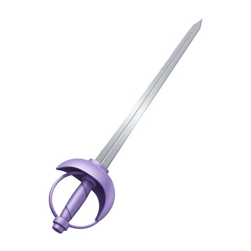 Elegantly crafted purple-hued rapier sword, a symbol of historical combat and refined fencing techniques